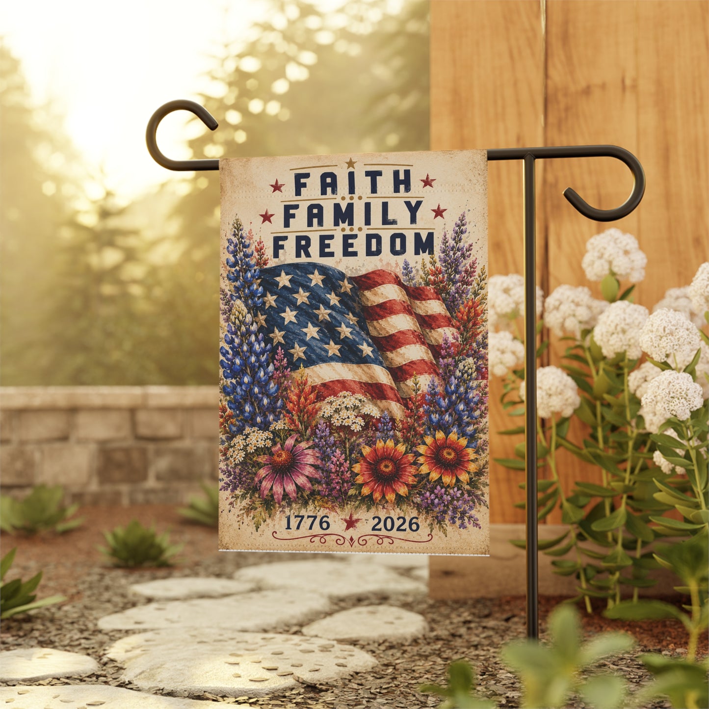 ⭐ Faith Family Freedom Garden Flag,   ⭐ 1776-2026 Americana Porch Decor