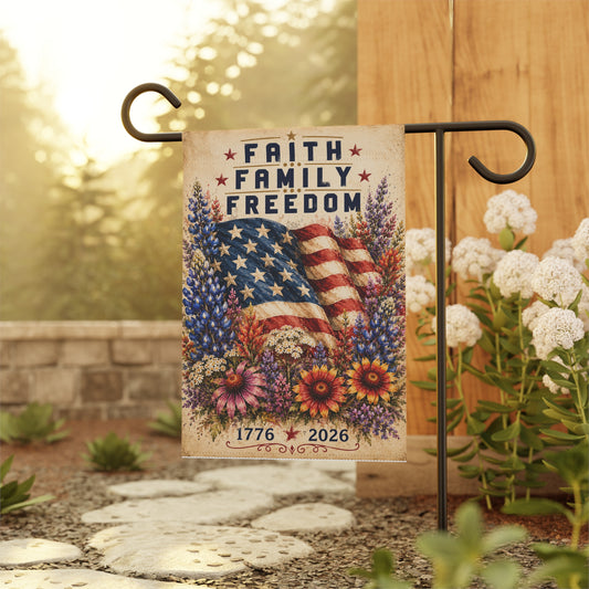 ⭐ Faith Family Freedom Garden Flag,   ⭐ 1776-2026 Americana Porch Decor