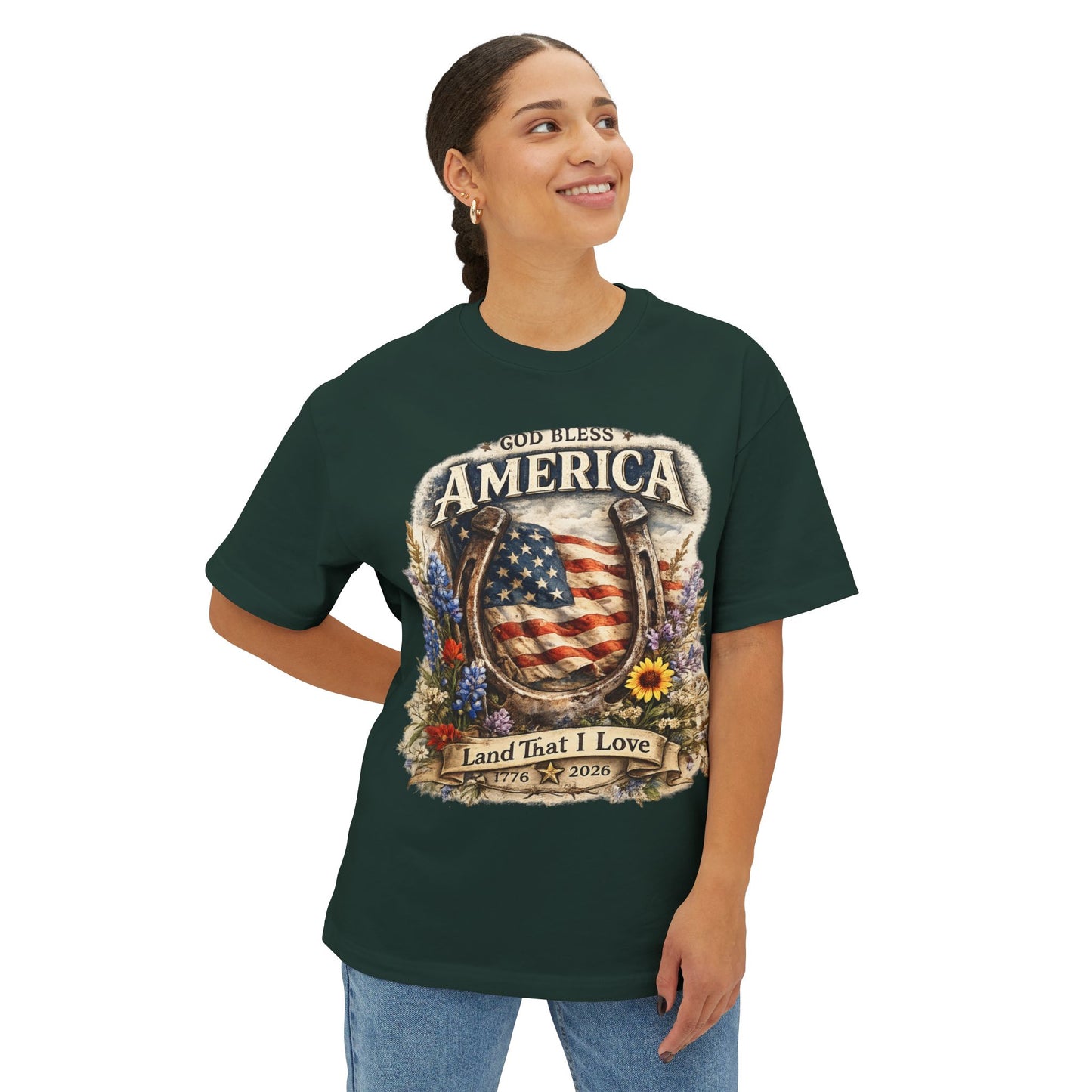 Flower USA Shirt, 250th Anniversary Shirt, 4th of July Gift, Independence Day T-Shirt, Patriotic USA Shirt, America Floral Land That I Love Tee