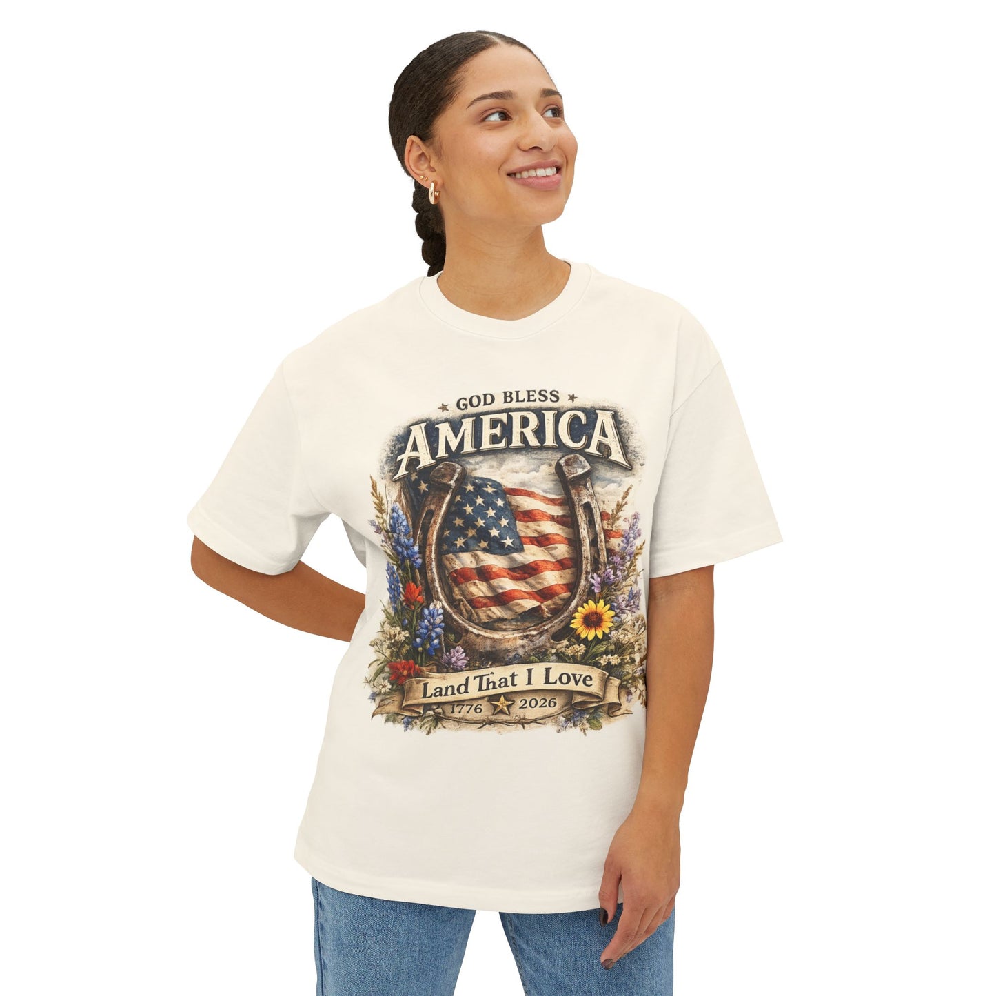 Flower USA Shirt, 250th Anniversary Shirt, 4th of July Gift, Independence Day T-Shirt, Patriotic USA Shirt, America Floral Land That I Love Tee
