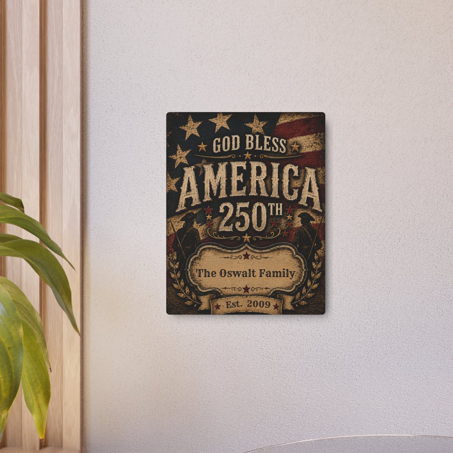 ⭐⭐ Personalized America 250 Metal Sign | Custom Family Name Patriotic Wall Decor | 250th Anniversary Home Sign | Vintage Americana Metal Plaque | Established Family Gift   ⭐⭐