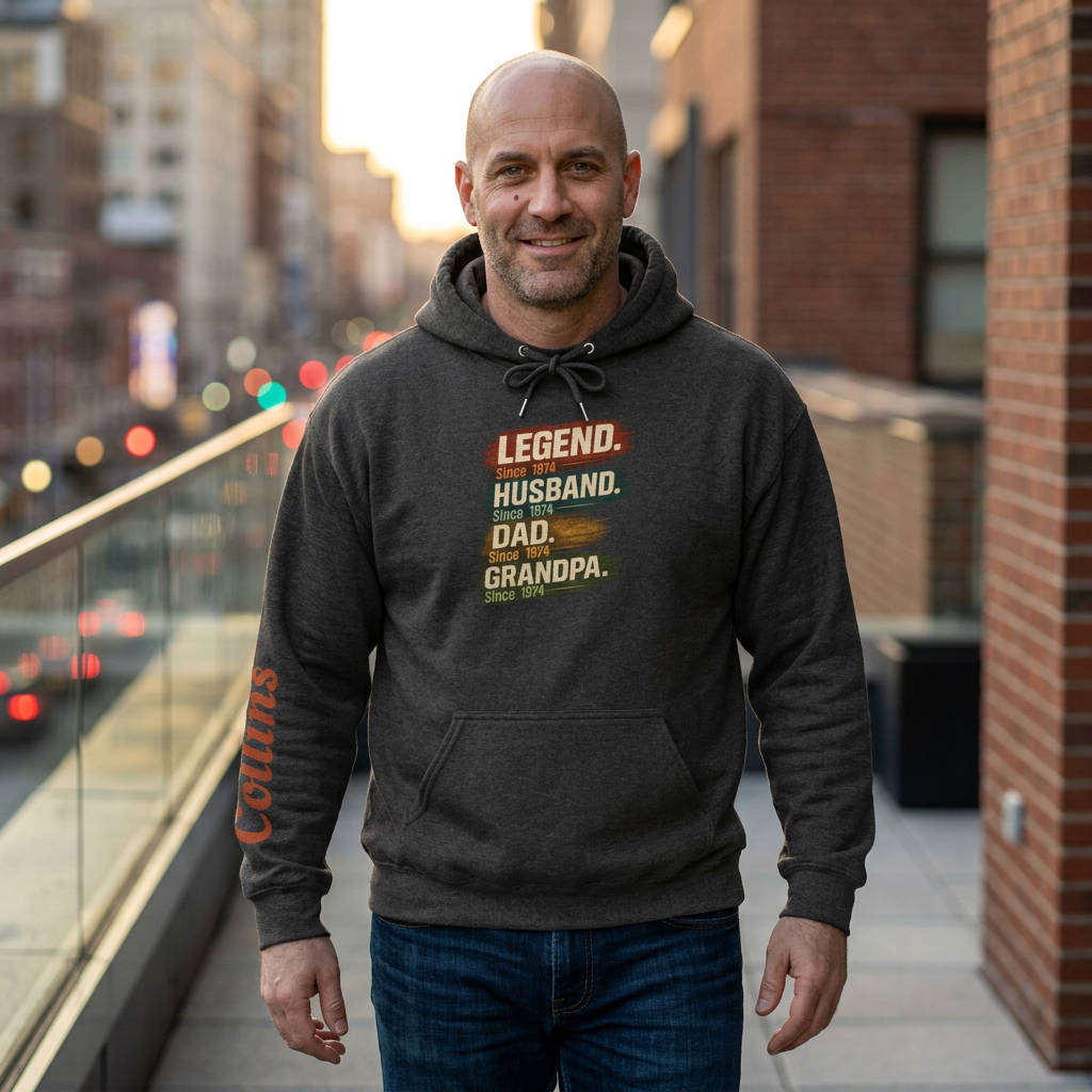 Legend. Husband. Dad. Grandpa. - Retro Quote Hoodie for Grandfathers