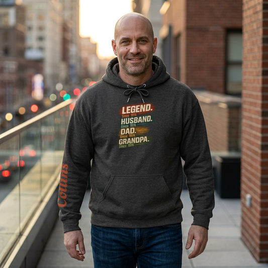 Legend. Husband. Dad. Grandpa. - Retro Quote Hoodie for Grandfathers