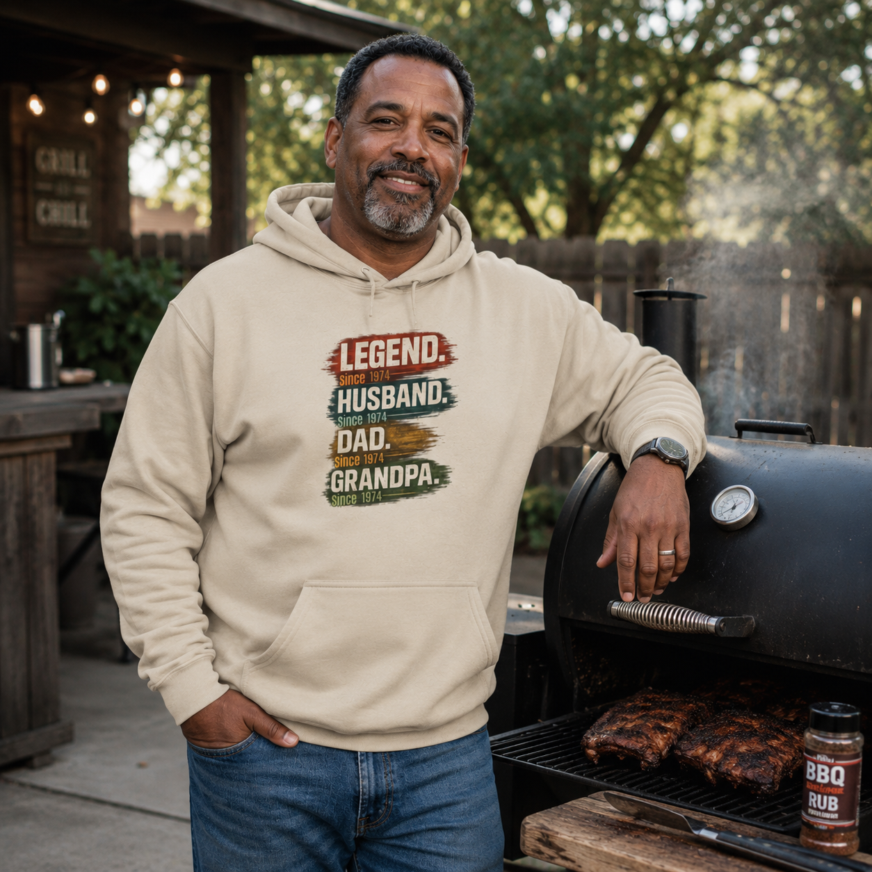Legend. Husband. Dad. Grandpa. - Retro Quote Hoodie for Grandfathers