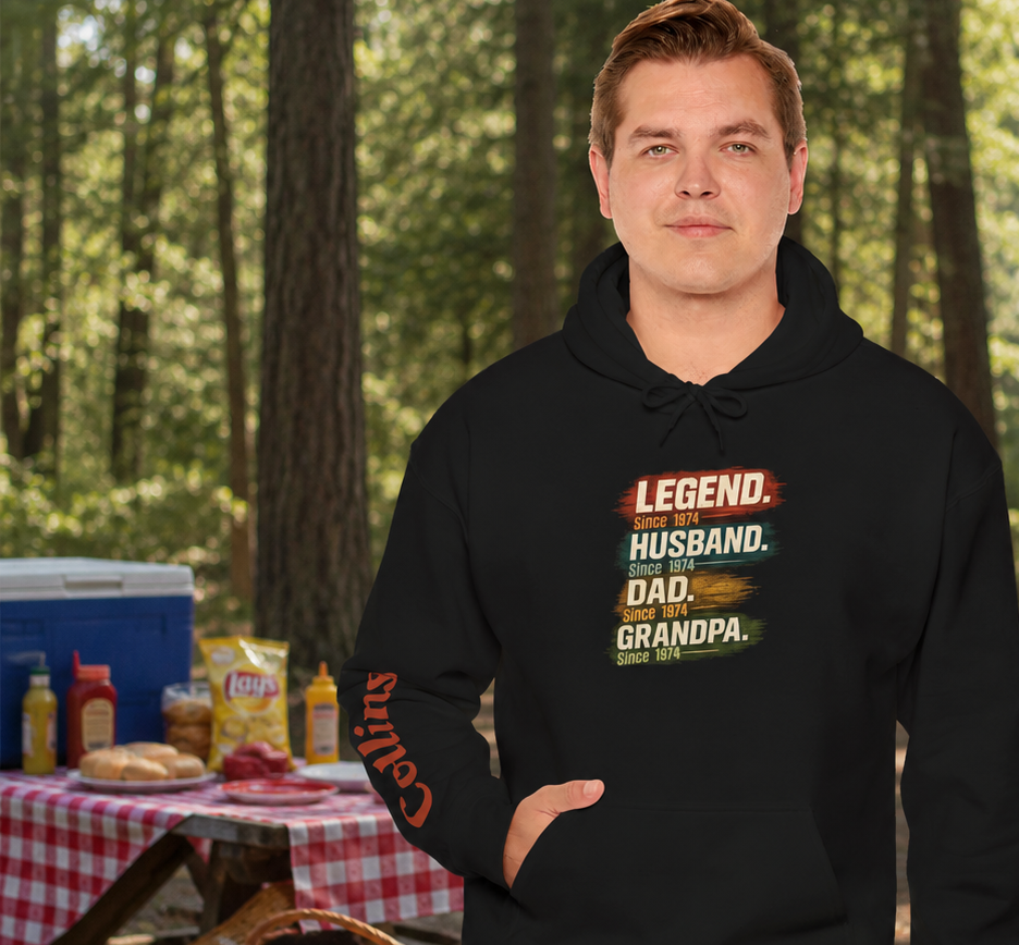 Legend. Husband. Dad. Grandpa. - Retro Quote Hoodie for Grandfathers