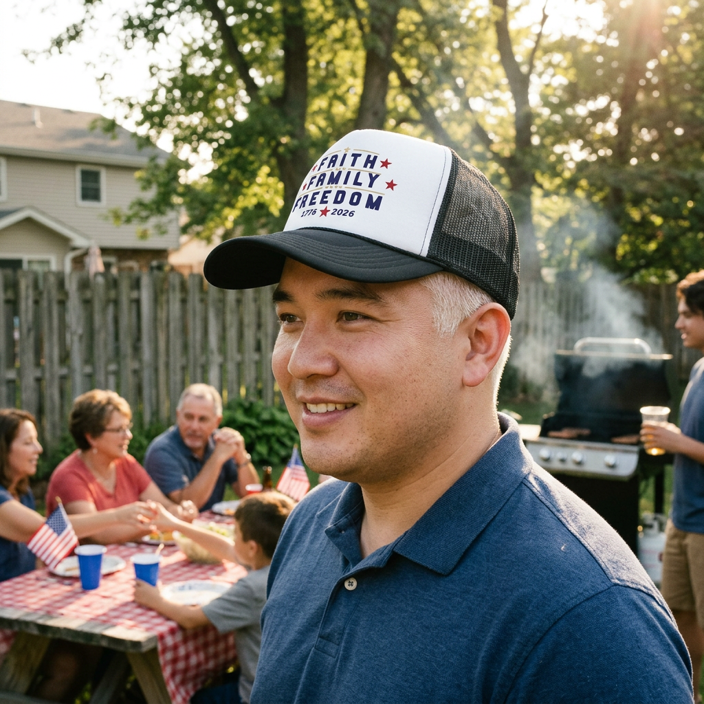 Patriotic 4th of July Cap - Faith - Family - Freedom