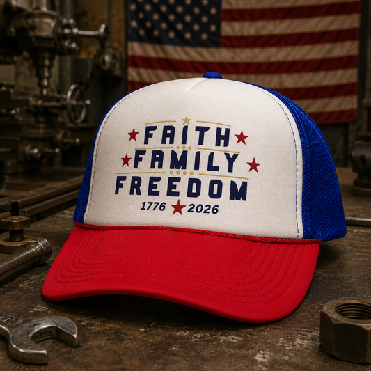 Patriotic 4th of July Cap - Faith - Family - Freedom