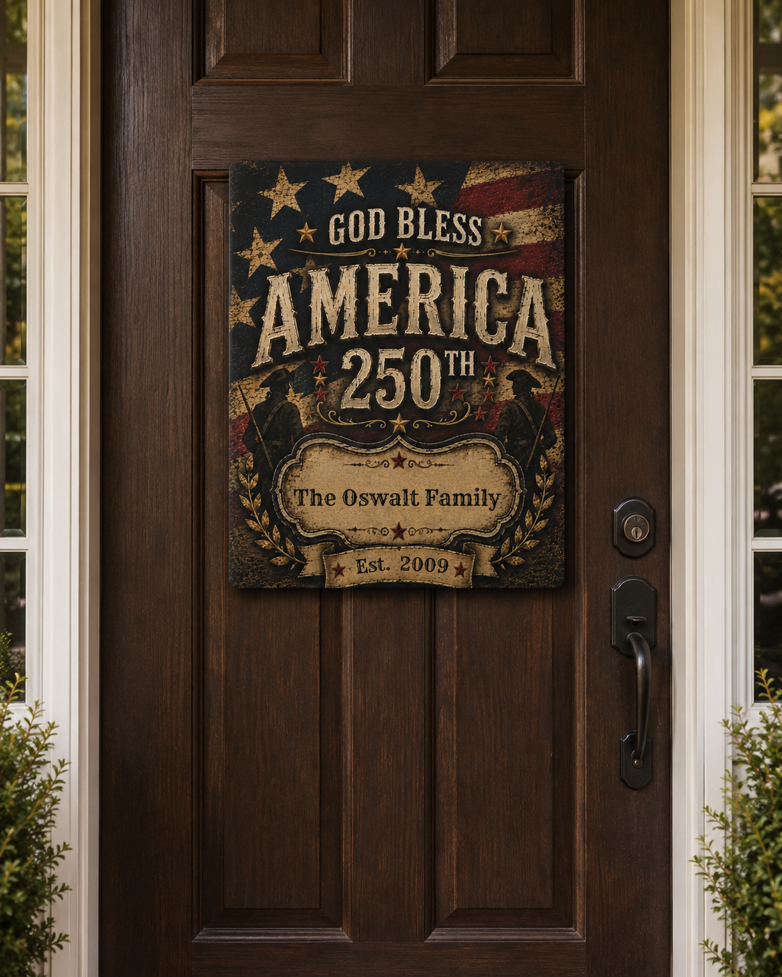 ⭐⭐ Personalized America 250 Metal Sign | Custom Family Name Patriotic Wall Decor | 250th Anniversary Home Sign | Vintage Americana Metal Plaque | Established Family Gift   ⭐⭐