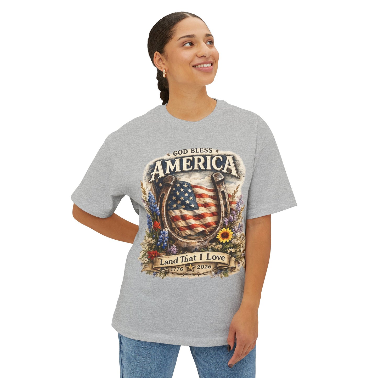 Flower USA Shirt, 250th Anniversary Shirt, 4th of July Gift, Independence Day T-Shirt, Patriotic USA Shirt, America Floral Land That I Love Tee