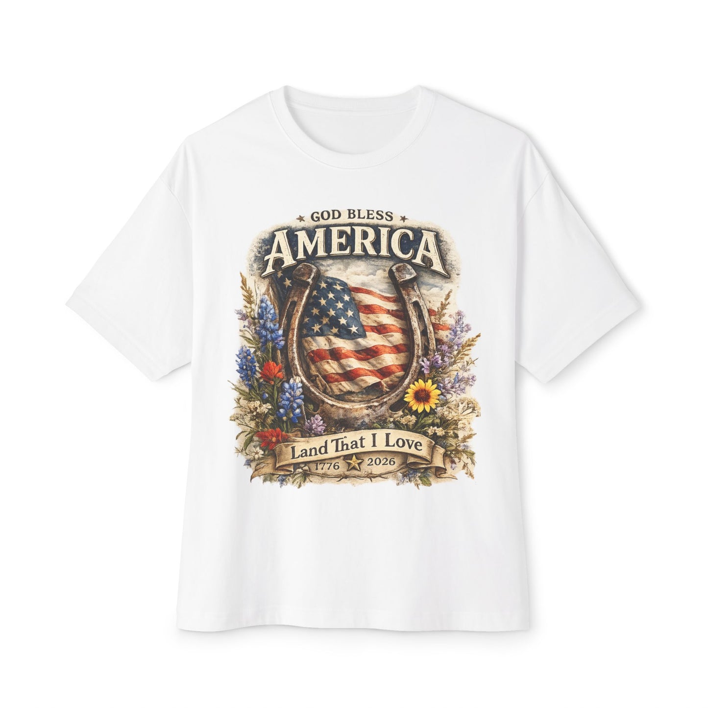 Flower USA Shirt, 250th Anniversary Shirt, 4th of July Gift, Independence Day T-Shirt, Patriotic USA Shirt, America Floral Land That I Love Tee