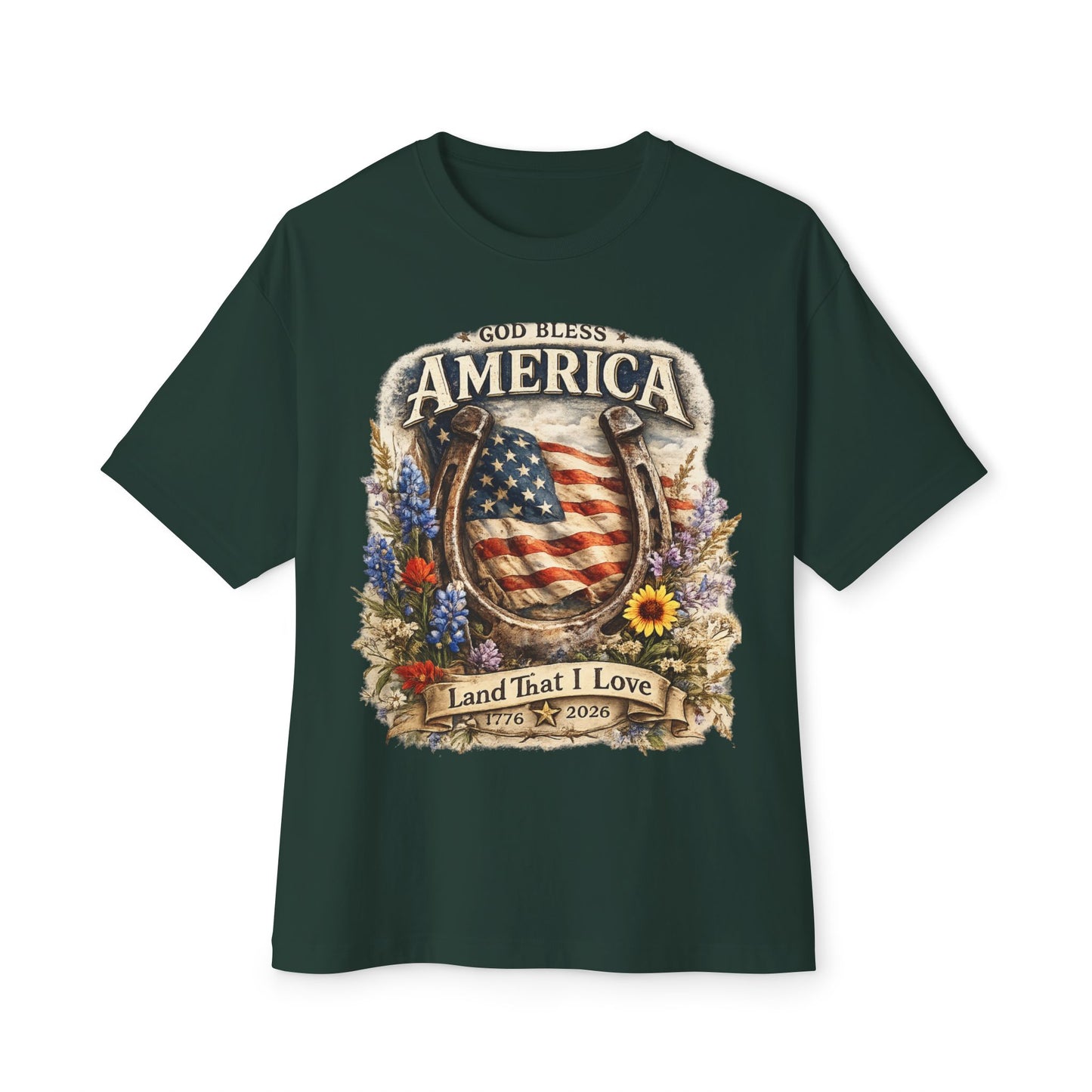 Flower USA Shirt, 250th Anniversary Shirt, 4th of July Gift, Independence Day T-Shirt, Patriotic USA Shirt, America Floral Land That I Love Tee