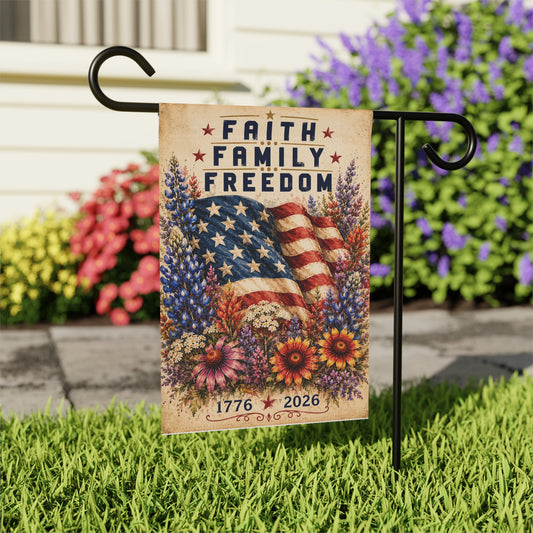⭐ Faith Family Freedom Garden Flag,   ⭐ 1776-2026 Americana Porch Decor