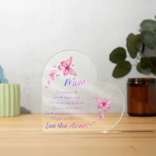 Butterfly Heart Acrylic Keepsake Gift for Mom