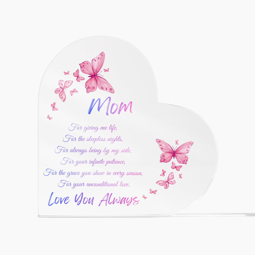Butterfly Heart Acrylic Keepsake Gift for Mom