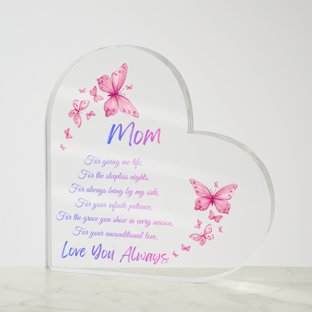 Butterfly Heart Acrylic Keepsake Gift for Mom