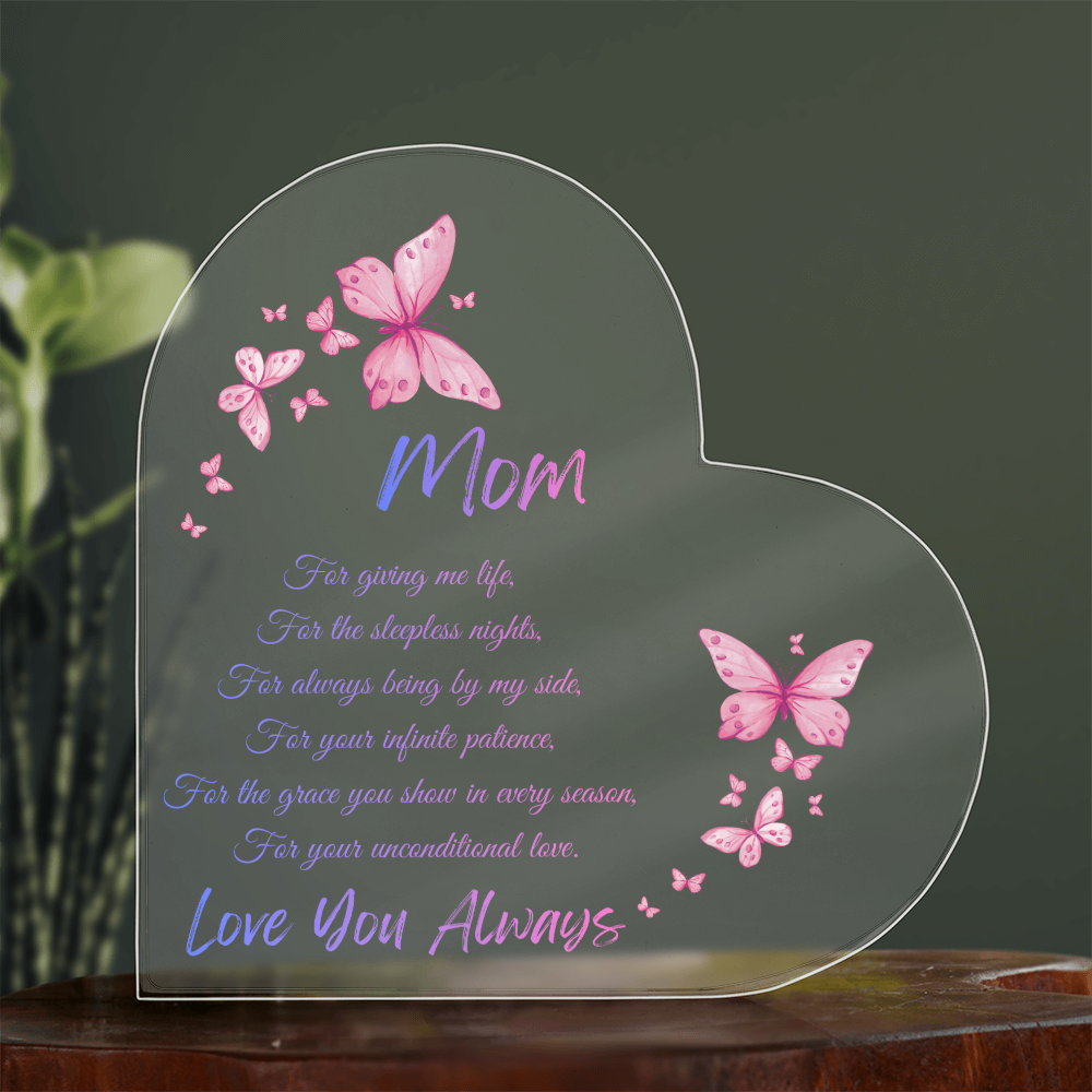 Butterfly Heart Acrylic Keepsake Gift for Mom